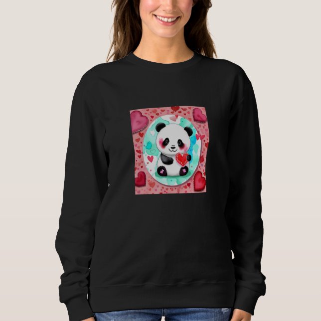 Camiseta Valentine's Day Love Heart Panda Girlfriend Fiancé (Frente)