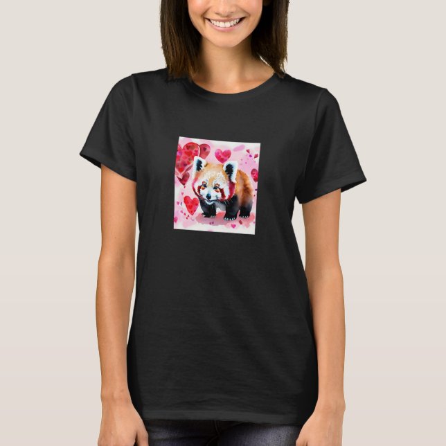 Camiseta Valentine's Day Love Heart Red Panda Girlfriend Fi (Frente)