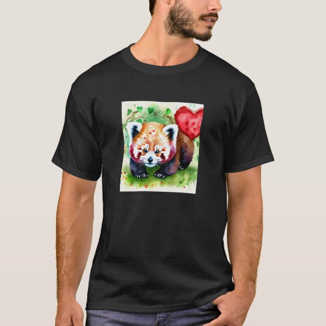 Camiseta Valentine's Day Love Heart Red Panda Girlfriend Fi (Frente)