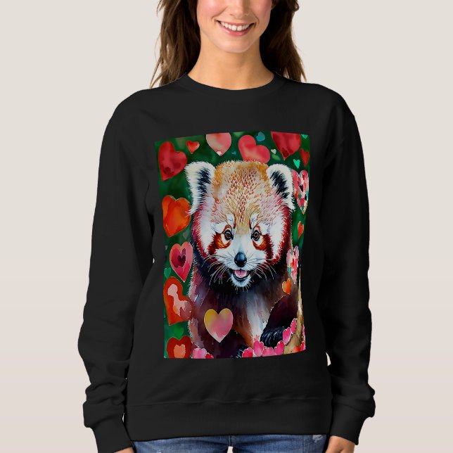 Camiseta Valentine's Day Love Heart Red Panda Girlfriend Fi (Frente)