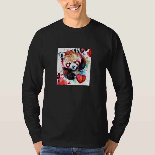 Camiseta Valentine's Day Love Heart Red Panda Girlfriend Fi (Frente)