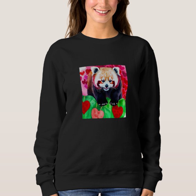 Camiseta Valentine's Day Love Heart Red Panda Girlfriend Fi (Frente)