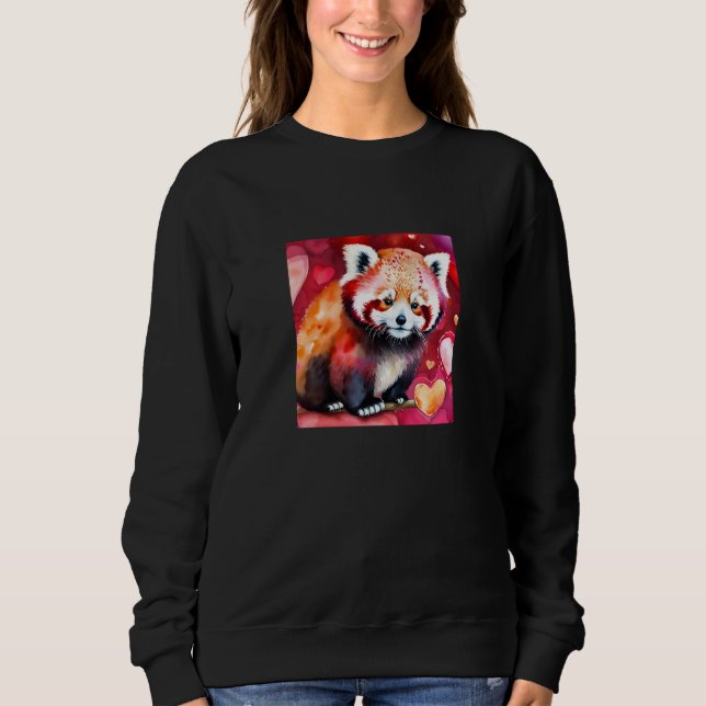 Camiseta Valentine's Day Love Heart Red Panda Girlfriend Fi (Frente)