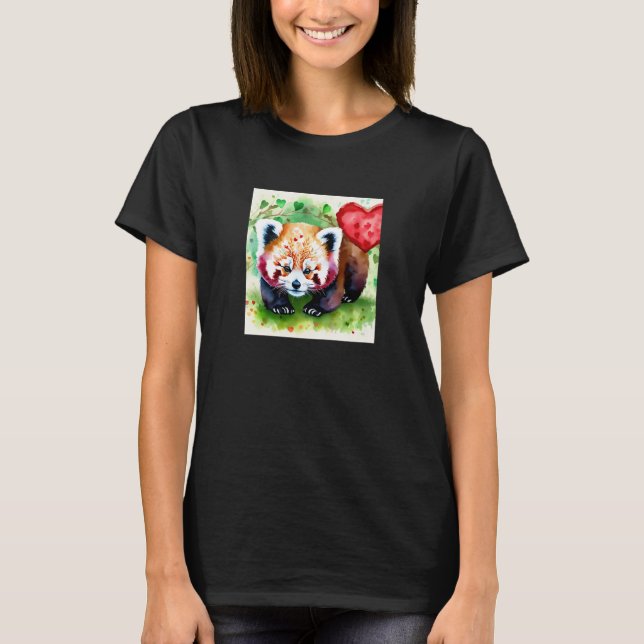 Camiseta Valentine's Day Love Heart Red Panda Girlfriend Fi (Frente)