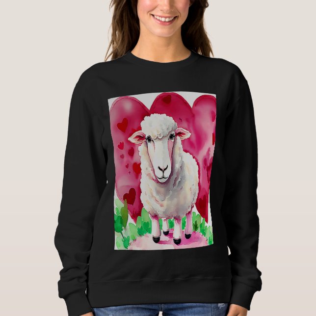Camiseta Valentine's Day Love Heart Sheep Girlfriend Fiancé (Frente)