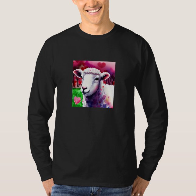 Camiseta Valentine's Day Love Heart Sheep Girlfriend Fiancé (Frente)