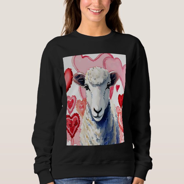 Camiseta Valentine's Day Love Heart Sheep Girlfriend Fiancé (Frente)