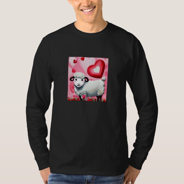 Camiseta Valentine's Day Love Heart Sheep Girlfriend Fiancé (Frente)