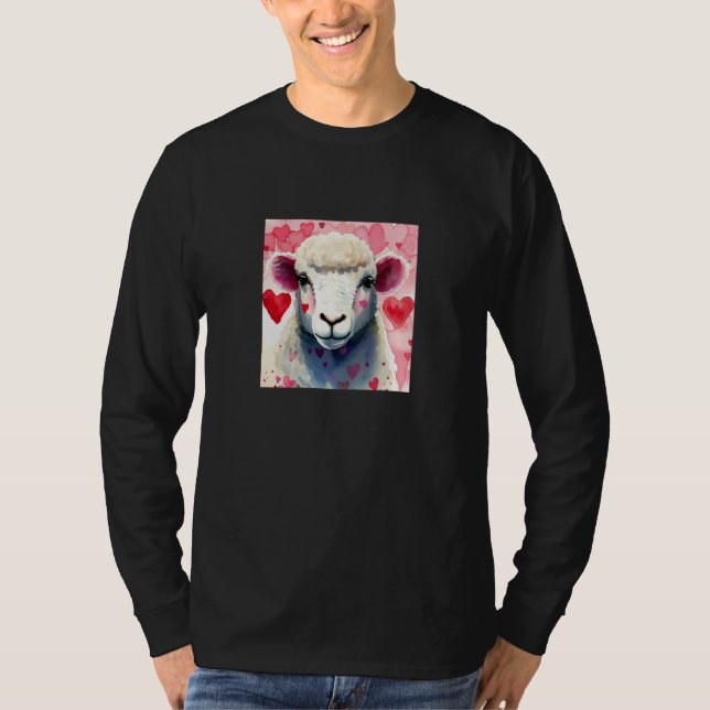 Camiseta Valentine's Day Love Heart Sheep Girlfriend Fiancé (Frente)