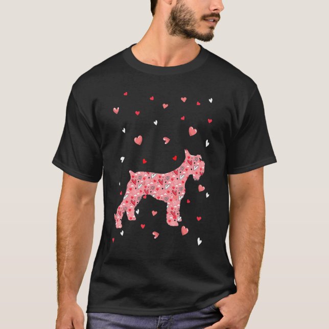 Camiseta Valentines Day Love Hearts Schnauzer Dog Puppy Lov (Frente)