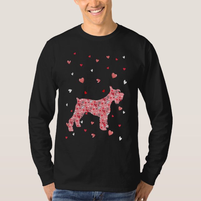 Camiseta Valentines Day Love Hearts Schnauzer Dog Puppy Lov (Frente)