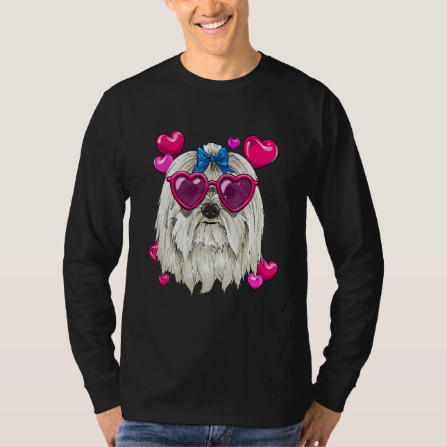 Camiseta Valentines Day Maltese Heart Couples Maltese Dog (Frente)