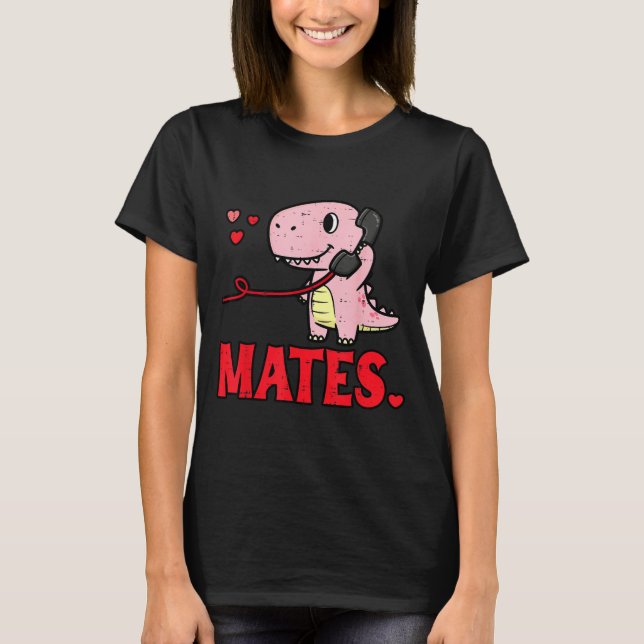 Camiseta Valentines Day Matching Soulmates Mates Dino Coupl (Frente)