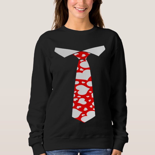 Camiseta Valentines Day Neck Tie Heart Youth Kids Boys Men  (Frente)