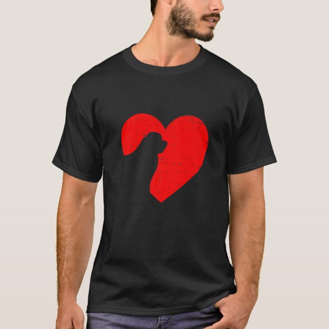 Camiseta Valentines Day Retro Hearts Newfoundland Dog Puppy (Frente)