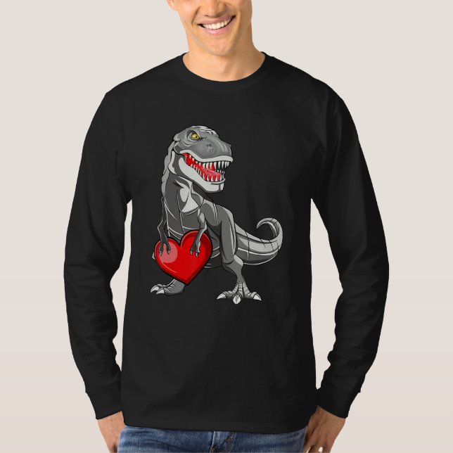 Camiseta Valentines Day Rex Dinosaur I Steal Hearts (Frente)