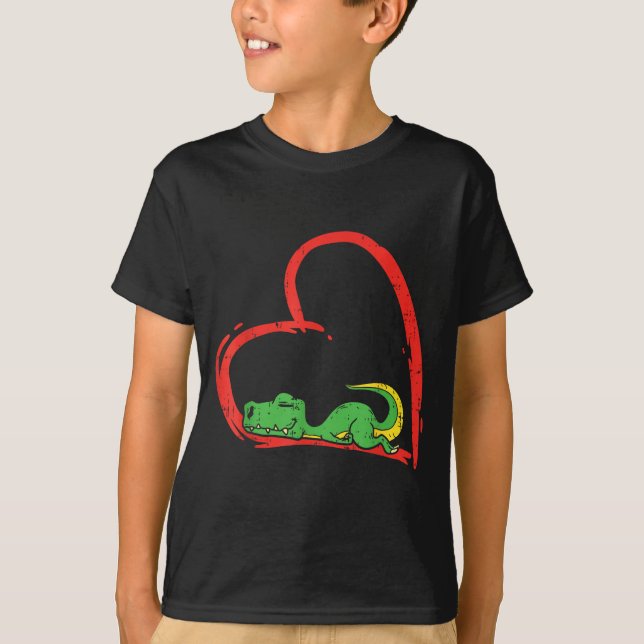 Camiseta Valentines Day Shirt Funny Heart Trex Sleeng Dinos (Frente)