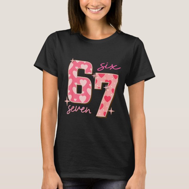 Camiseta Valentines Day Six Seven 67 Meme 6 7 Heart Boys Gi (Frente)