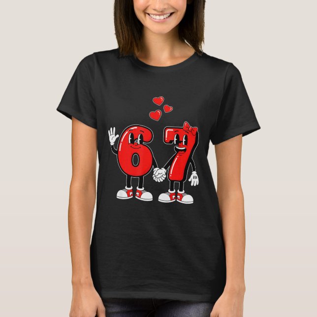 Camiseta Valentine's Day Six Seven Hearts 6 7 Meme Gen Alph (Frente)