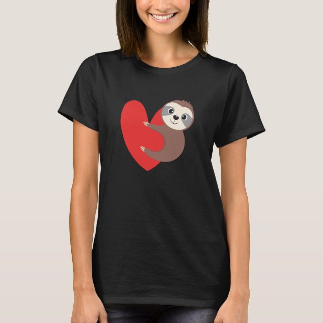 Camiseta Valentine's Day Sloth Heart Sloth Animal Sloth Lov (Frente)