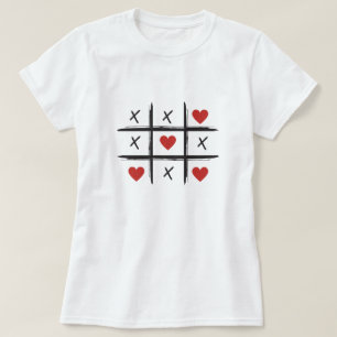 Camiseta Valentine's day tic tac toe hearts kisses