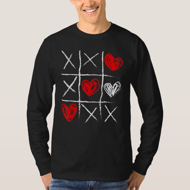 Camiseta Valentine's Day Tic Tac Toe Valentine Cute Heart (Frente)