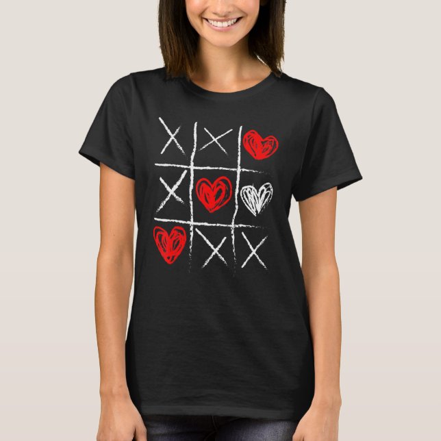 Camiseta Valentine's Day Tic Tac Toe Valentine Cute Heart (Frente)