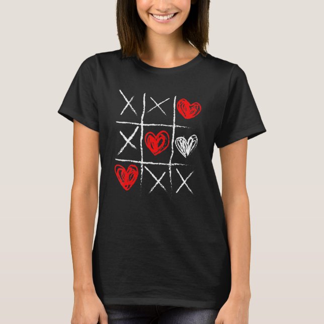 Camiseta Valentine's Day Tic Tac Toe Valentine Funny Cute H (Frente)