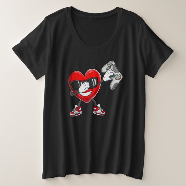 Camiseta Valentines Day Video Game Dabbing Heart Gamer Boys (Frente do Design)