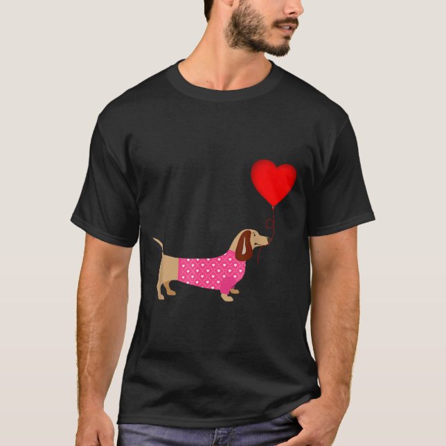 Camiseta Valentines Weiner Daschund Doxie In Dog Dress  (Frente)