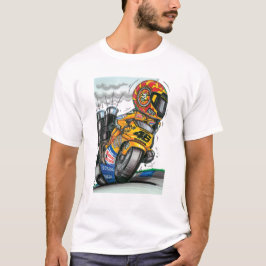 Camiseta Valentino Rossi piloto de corrida em caricatura