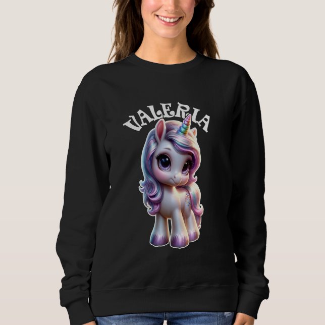 Camiseta Valeria Cute Unicorn Design para Nome das Rapariga (Frente)