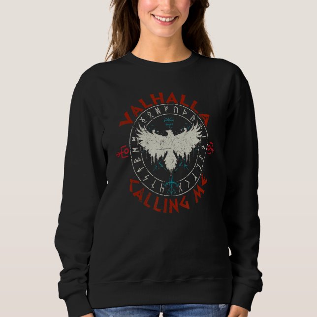 Camiseta Valhalla Me Chamando Vegvisir Círculo de Runas Vik (Frente)