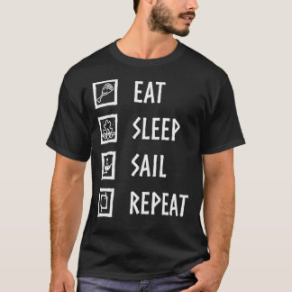Camiseta Valheim Eat, Sleep, Sail, Repetir (Fonte Branca) C