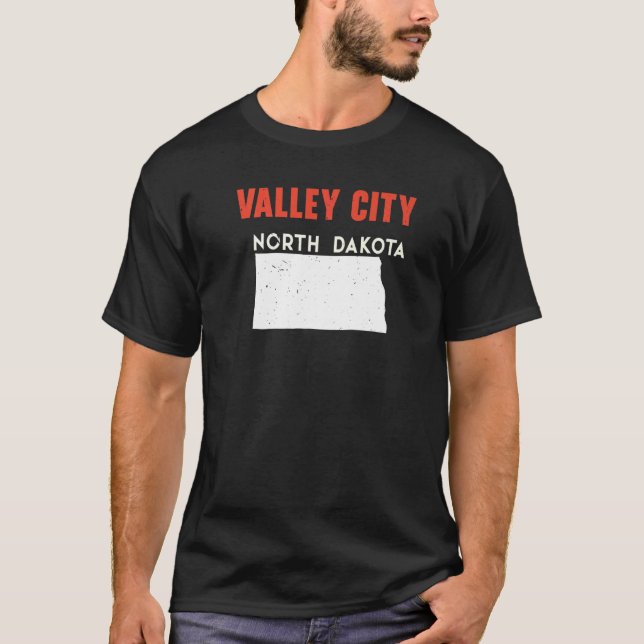 Camiseta Valley City North Dakota EUA State America Viagem (Frente)