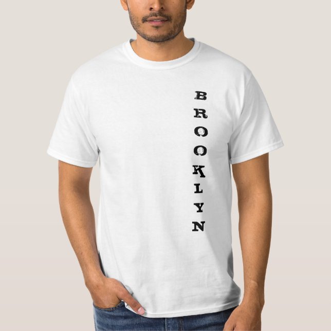 Camiseta Valor Branco Clássico do Brooklyn Nova Iorque Nyc (Frente)