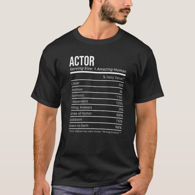 Camiseta Valores Nutricionais dos Atores Fatos Nutricionais (Frente)