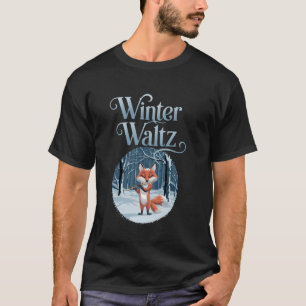 Camiseta Valsa de Inverno Raposa Música Flauta Cena de Neve