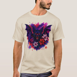 Camiseta Vamire Bat Neon Halloween Art