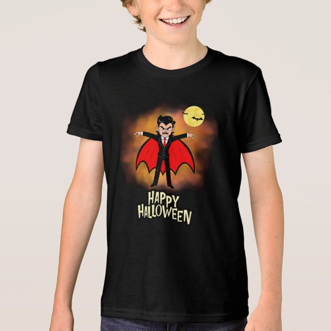 Camiseta Vamire Happy Halloween - abreviação (Frente)