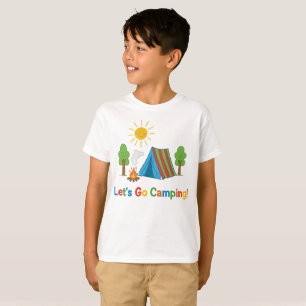 Camiseta Vamos Acampar Arte de Tenda de Lápis para Crianças