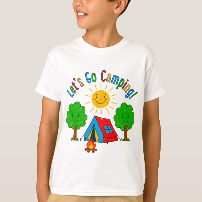Camiseta Vamos Acampar Desenho Infantil (Frente)
