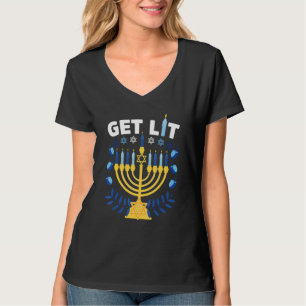Camiseta vamos acender menorah feio hanukkah chanukkah chri