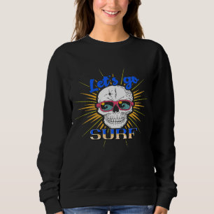 Camiseta Vamos Ao Esqueleto Feliz Surf Com Óculos De Sol Ro
