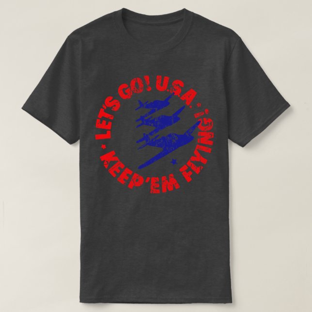 Camiseta Vamos aos EUA continuar voando (Frente do Design)