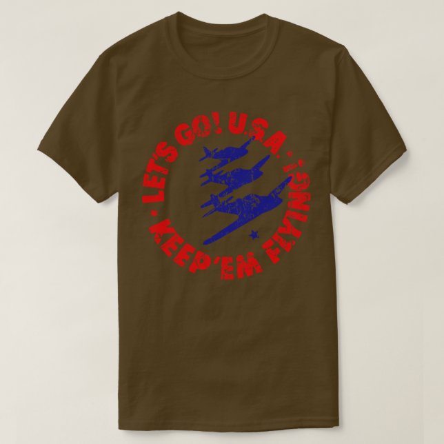 Camiseta Vamos aos EUA continuar voando (Frente do Design)