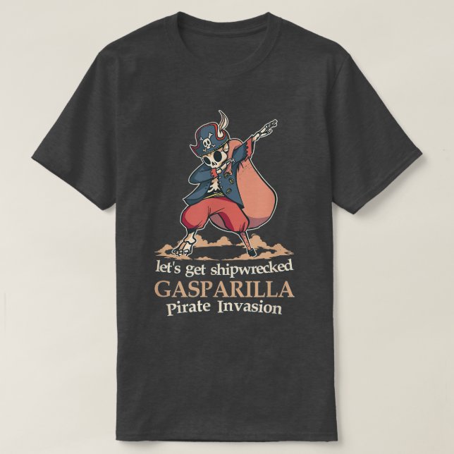 Camiseta Vamos Arrastando Skeleton Pirate Gasparilla P (Frente do Design)
