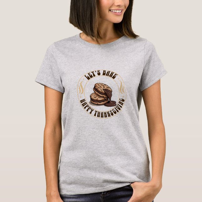 Camiseta Vamos Assar — Ação de Graças com Biscoito de Choco (Frente)