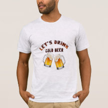 camiseta vamos beber cerveja dourada