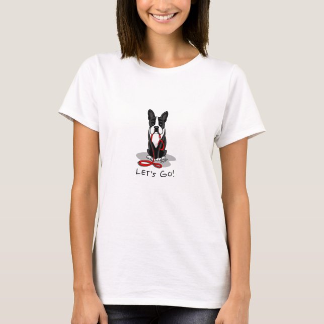 Camiseta Vamos! Boston Terrier (preto) (Frente)